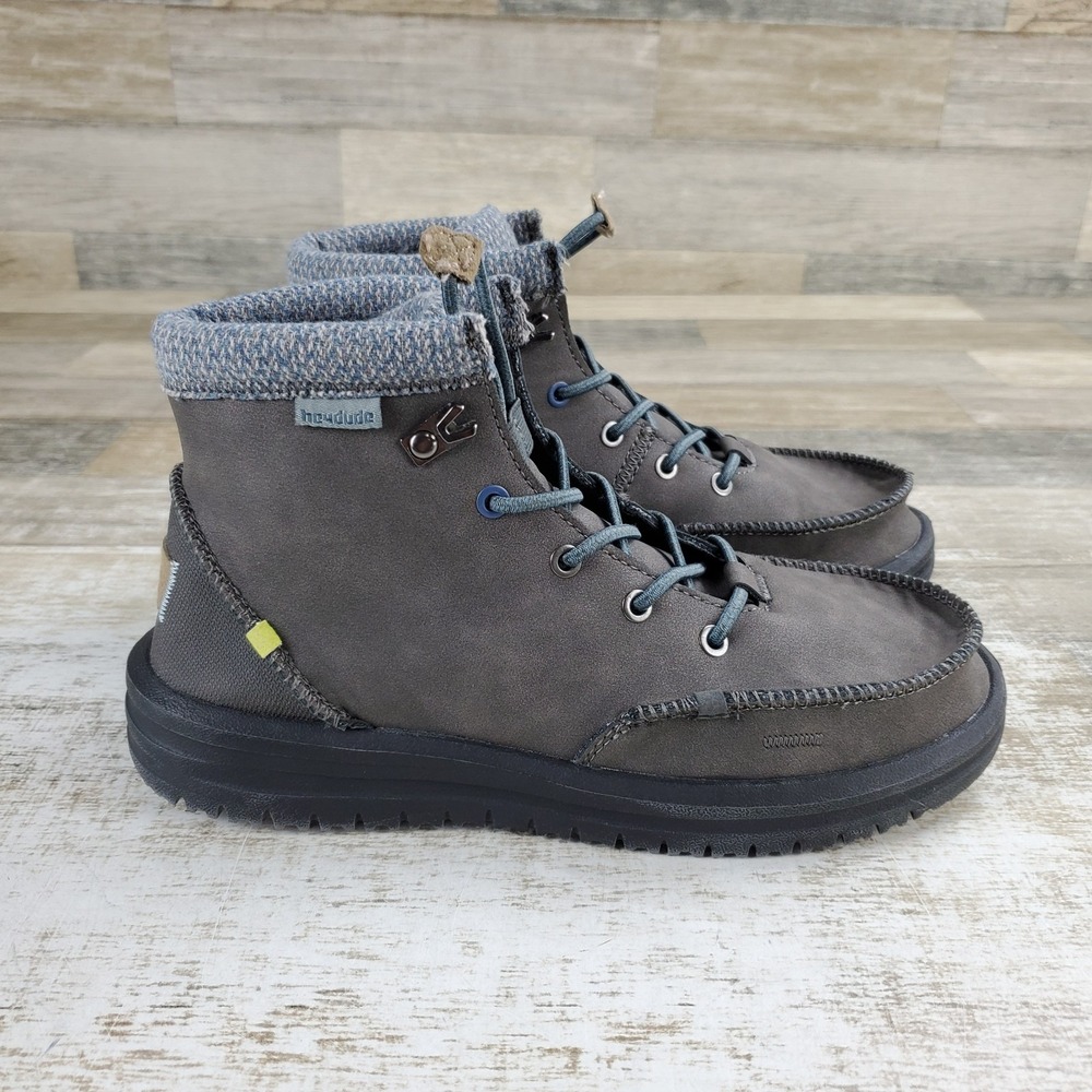 Hey Dude Bradley Classic Youth Boys Ankle Boots Sz 6 Granite Slip On Round Toe